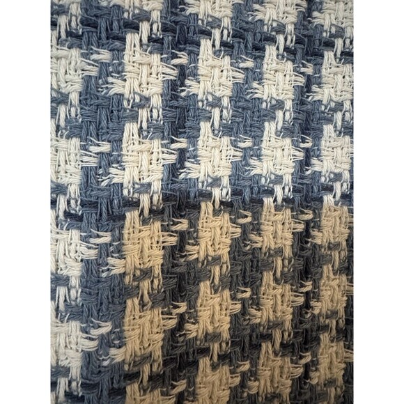 Zara Women's Size S White Blue Tweed Faux Pearl Button Blazer Jacket - Picture 8 of 8